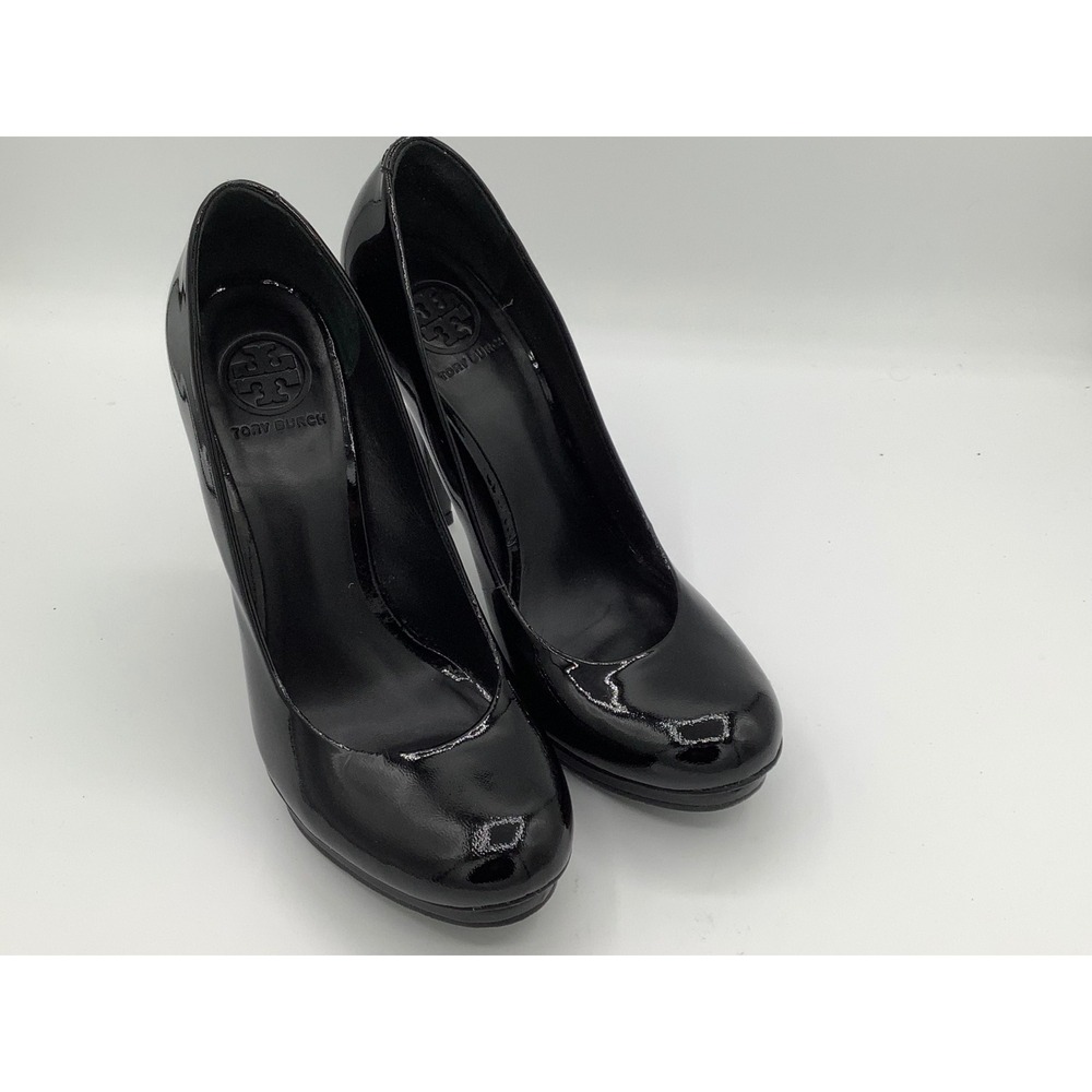 Tory‎ Burch Black Patent Leather Platform Stiletto Heels Women's Size 9.5